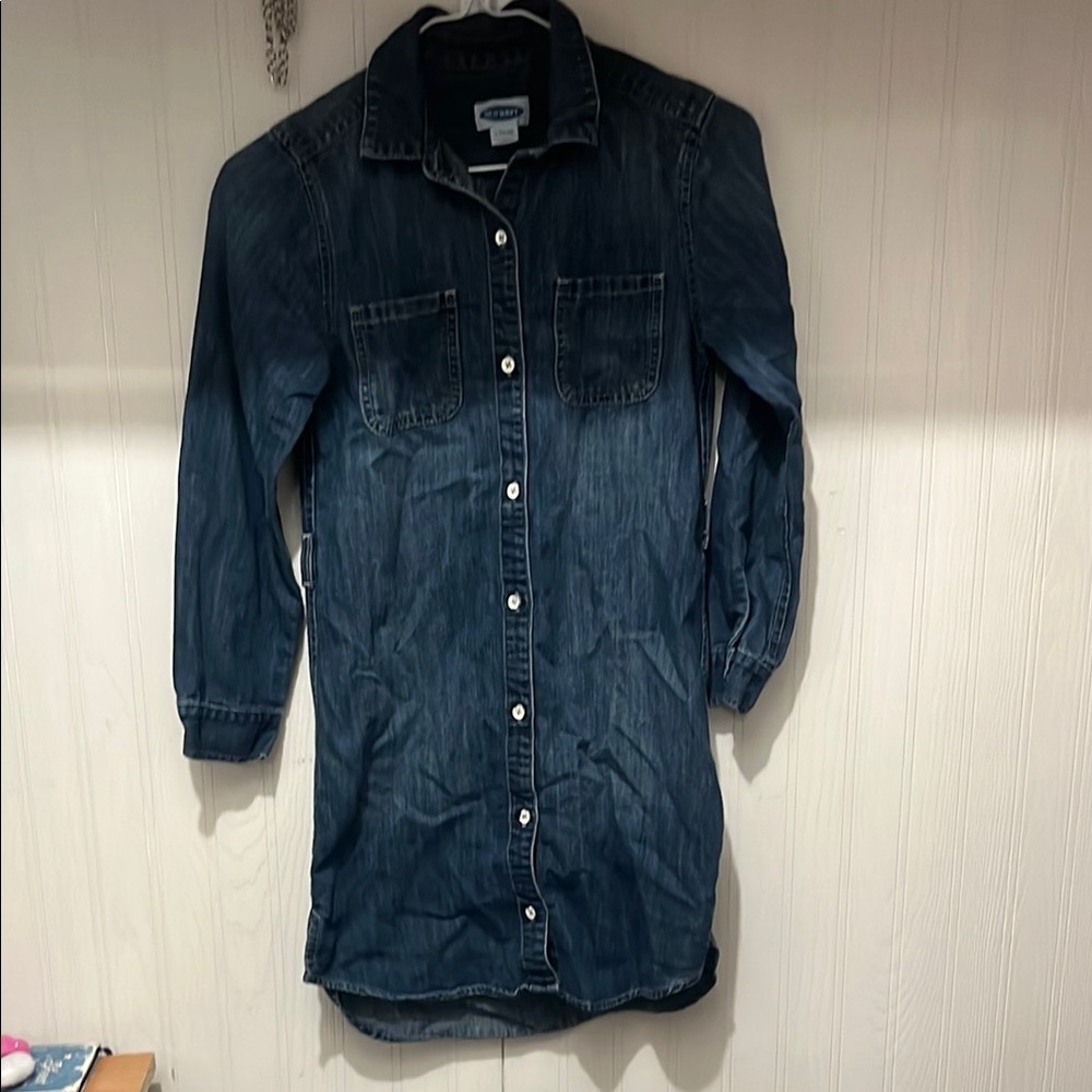 Old Navy Dark Blue Denim Shirt Dress